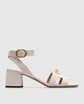 Valentino Бежевые кожаные босоножки VLogo Signature 6W2S0LT1DSH