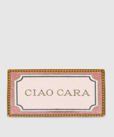 Красное фарфоровое блюдо Ciao Cara с позолотой 18 карат.