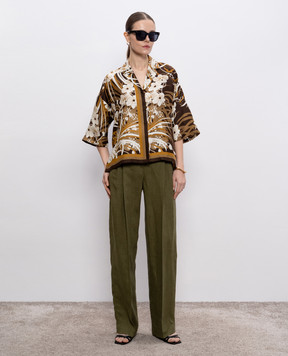 Max Mara Зеленые брюки SIAMESE из льна SIAMESE