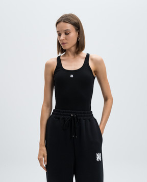 AMIRI Чорний топ MA Embroidered в рубчик AWJYTT1005