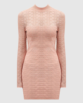 Balmain Розовое платье в фактурный узор PB Labyrinth DF1R8029KG96