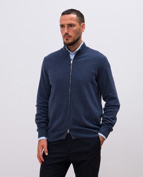 Cashmere&Whiskey Синий меланжевый кардиган из кашемира MU8671312341R
