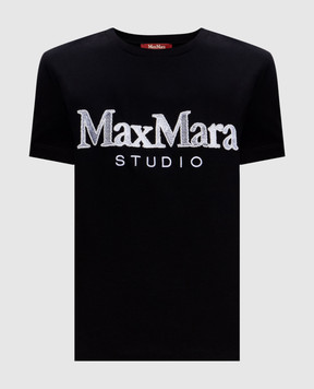 Max Mara Чорна футболка WON з вишивкою логотипа WON