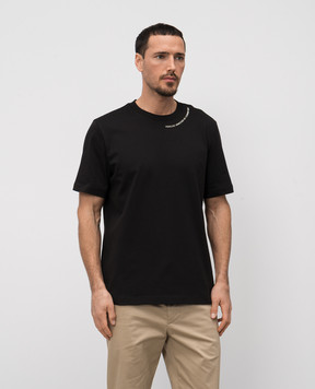 Moncler Чорна футболка з фактурним принтом логотипа K10918C000788390T