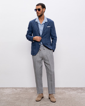 Brunello Cucinelli Голубая рубашка из льна MM6840615