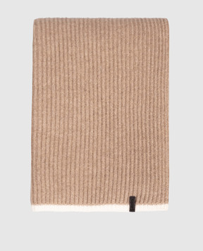 Brunello Cucinelli Бежевий шарф з кашеміру з ланцюжком моніль M12504989