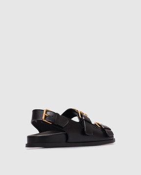 Valentino Черные кожаные сандалии с логотипом 6W2S0LK6BEK