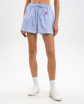 Off-White Голубые шорты в полоску с логотипом 2CB05JF25FAB001