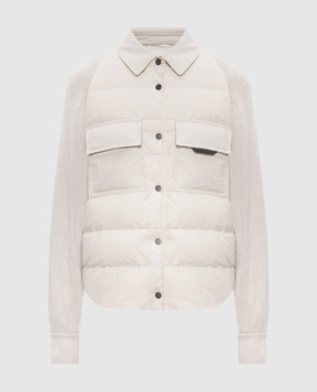 Brunello Cucinelli Бежевая пуховая куртка с шерстью, кашемиром и шелком MD5997695P