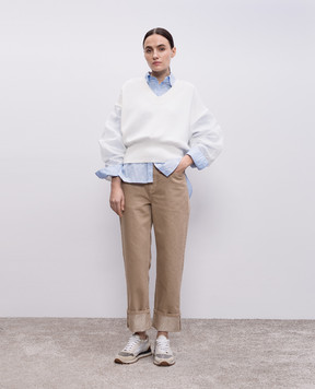 Brunello Cucinelli Бежеві джинси з патчем логотипа MA176P5994