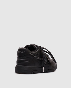 Off-White Черные кожаные кроссовки Out Of Office с кристаллами OWIA259S25LEA009