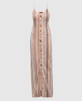 Missoni Бежевое платье макси в узор с люрексом DS25SG1IBR010Q
