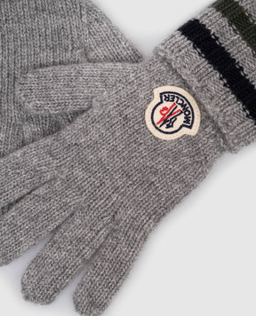 Moncler ENFANT Дитячий сірий комплект з рукавичок та шарфа з вовни K29543G00003M1241