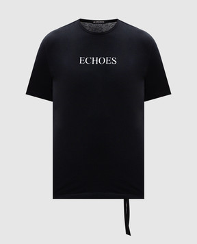 Ann Demeulemeester Черная футболка с принтом Echoes 2402MJTS0236FA206