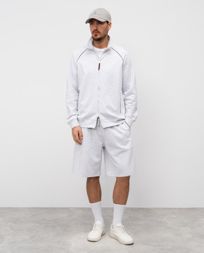 Brunello Cucinelli Серая меланжевая спортивная куртка с окантовкой MW8639087G