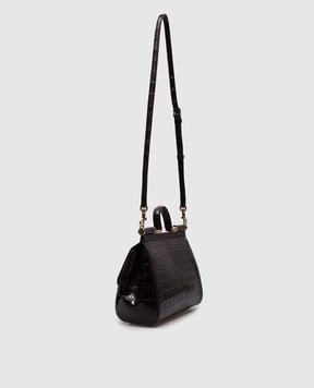 Dolce&Gabbana Коричневая сумка-сетчел SICILY из кожи крокодила. BB6002A2R08