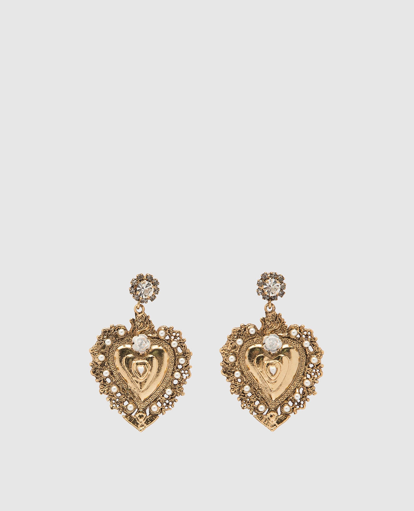 

Золотые серьги Paia or cuore с бусинами и кристаллами., Золотистый, Серьги
