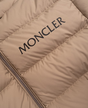 Moncler ENFANT Дитяча бежева пухова куртка з логотипом K29541A00026597X26