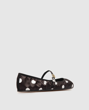 Dolce&Gabbana Черные балетки в горохе с металлическим логотипом DG CB0222AV885