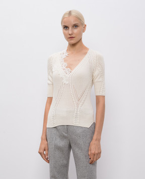 Ermanno Scervino Белый топ с шерстью и кашемиром в узор D474L503APNJG