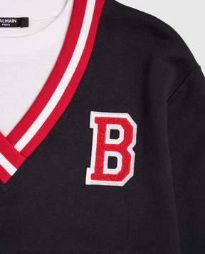 Balmain Дитяча сіра сукня подвійної конструкції BX1B50Z3183