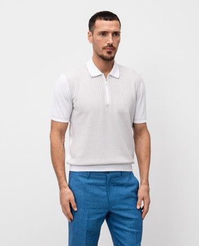 Bertolo Cashmere Бежевое поло с шелком в узор. 902330002421