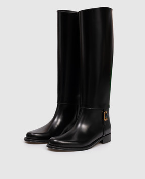 Saint Laurent Чорні шкіряні чоботи-рідінги JULIA 840698AAEHR