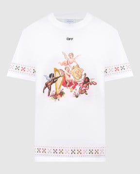Off-White Белая футболка Putti с фактурной вышивкой логотип Arrow OMAA027S25JER002