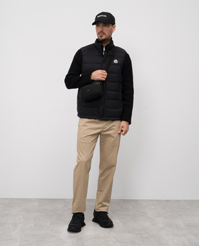 Moncler Чорний пуховий жилет Barthe з нашивкою емблеми логотипа K10911A00022597YD