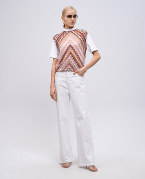 Missoni Біла футболка у візерунок з люрексом з логотипом DS25SL02BJ00N6