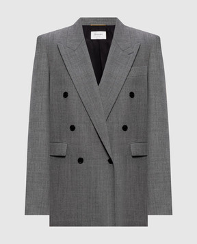 Saint Laurent Сірий двобортний жакет з вовни 823616Y7K17