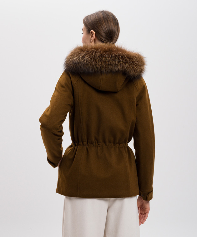 Loro Piana Коричневая парка Icery из кашемира с мехом FAF8086 изображение 4