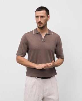 Cashmere&Whiskey Коричневое поло с леном и кашемиром MU9742312455R