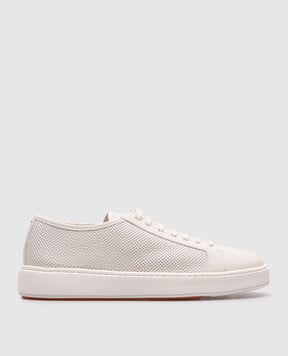 Santoni Білі шкіряні кросівки MBCD21443BARCDIK