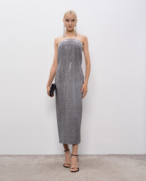 Ermanno Scervino Сіра сукня міді у візерунок з кристалами D472Q342CTZBW