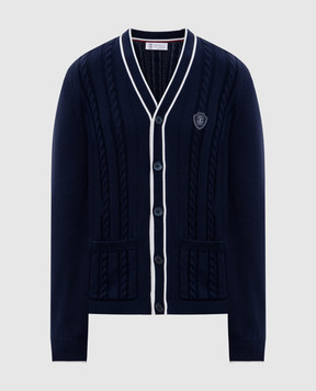 Brunello Cucinelli Синий кардиган с нашивкой логотипа M28707916T