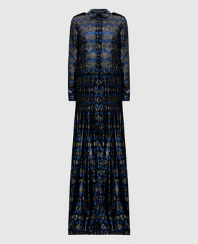 Lanvin Чорна сукня-сорочка максі з шовком з плісуванням W021852314C8A