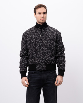 Balmain Черный бомбер в принт логотипа EH1TF955VH56