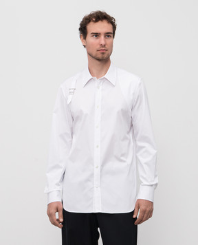 Alexander McQueen Белая рубашка с ремешком 828259QNAAX
