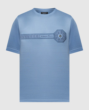 Stefano Ricci Голубая футболка с вышивкой логотипа MNH4102990TE0001