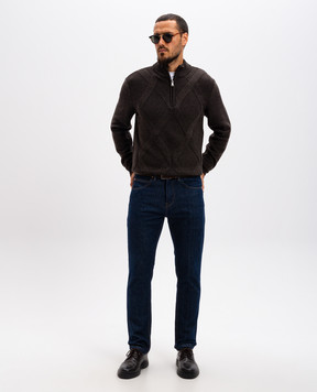 Cashmere&Whiskey Коричневий светр з вовни мериноса у візерунок CH06