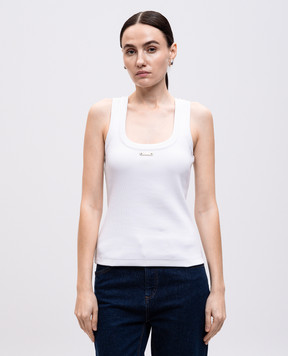 Alexander McQueen Білий топ в рубчик з логотипом 830486QLAER