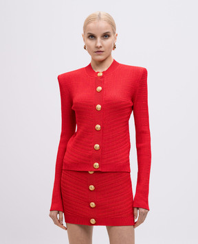 Balmain Красный кардиган в узор. EF0KL191KI42
