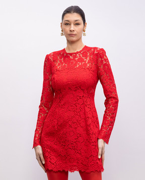 Dolce&Gabbana Красное платье-футляр мини из кружева F6TJRTHLMII