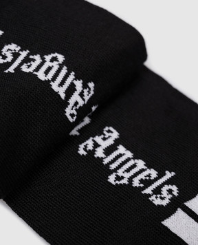 Palm Angels Чорні шкарпетки з візерунокм логотипа PMRA00DF25FAB001