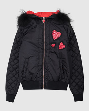 Philipp Plein Дитяча чорна куртка з аплікаціями GRB00181216