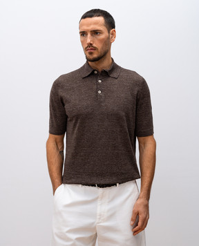 Brunello Cucinelli Коричневое поло с леном M2L00315