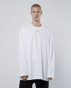 Off-White Білий лонгслів з принтом логотипа OMAB091C99JER001
