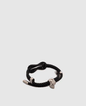 Alexander McQueen Чорний шкіряний браслет з черепом 8366881ALCA