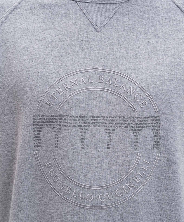 Brunello Cucinelli Серый меланжевый свитшот с принтом Eternal Balance MM8369017G изображение 4